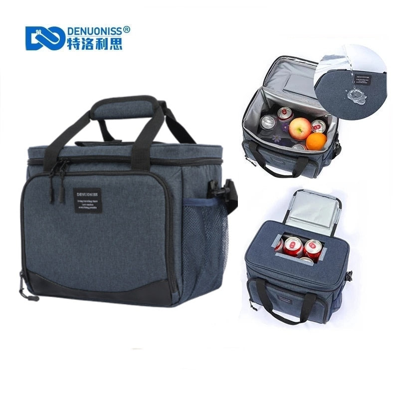 DENUONISS 13L Insulated Thermal Cooler Lunch Box Bag For Work Picnic Bag Car Bolsa Refrigerator Portable Shoulder Bag