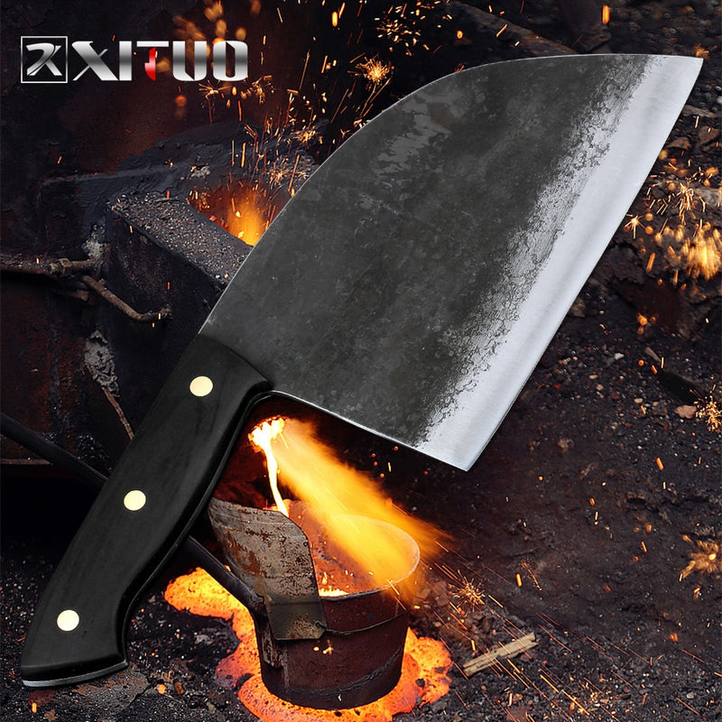 XITUO, cuchillo de Chef forjado hecho a mano de espiga completa, hoja de acero revestido duro, cuchillo de carnicero, cuchillo de carnicero, herramienta para cortar en rodajas de cocina