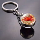 Animals Keychain Cat Dog Bear Peacock Rabbit Squirrel Phoenix Double Side Glass Ball Pendant Keyring