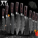 Cuchillos de cocina japoneses de acero inoxidable, patrón de Damasco láser, Chef Santoku Cleaver, utilidad para rebanar, cuchillos para deshuesar Gyuto