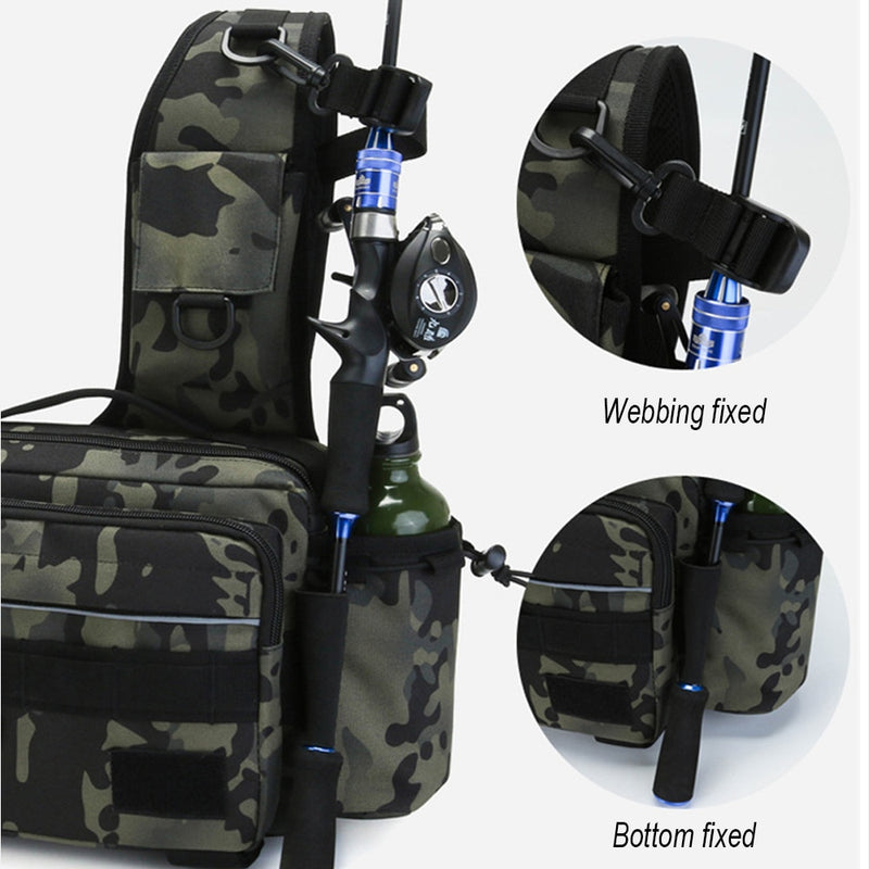 Fishing Tackle Bag Single Shoulder Crossbody Bags Waist Pack Fish Lures Gear Utility Storage Fishing Box Bag Tactical Bag XA232G