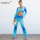 Nadafair Tie Dye Trousers Y2K Aesthetic Clothes 2021 Gradient Sexy Pants Women Ruched Bandage High Waist Flare Pants