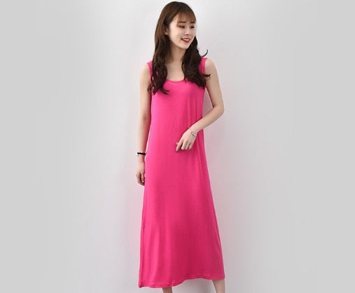 Plus Size Summer Vest Night Dress New Women Modal Cotton Sleepwear Elasticity Long Nightdress Sexy Nightgown Female Gown XL-6XL