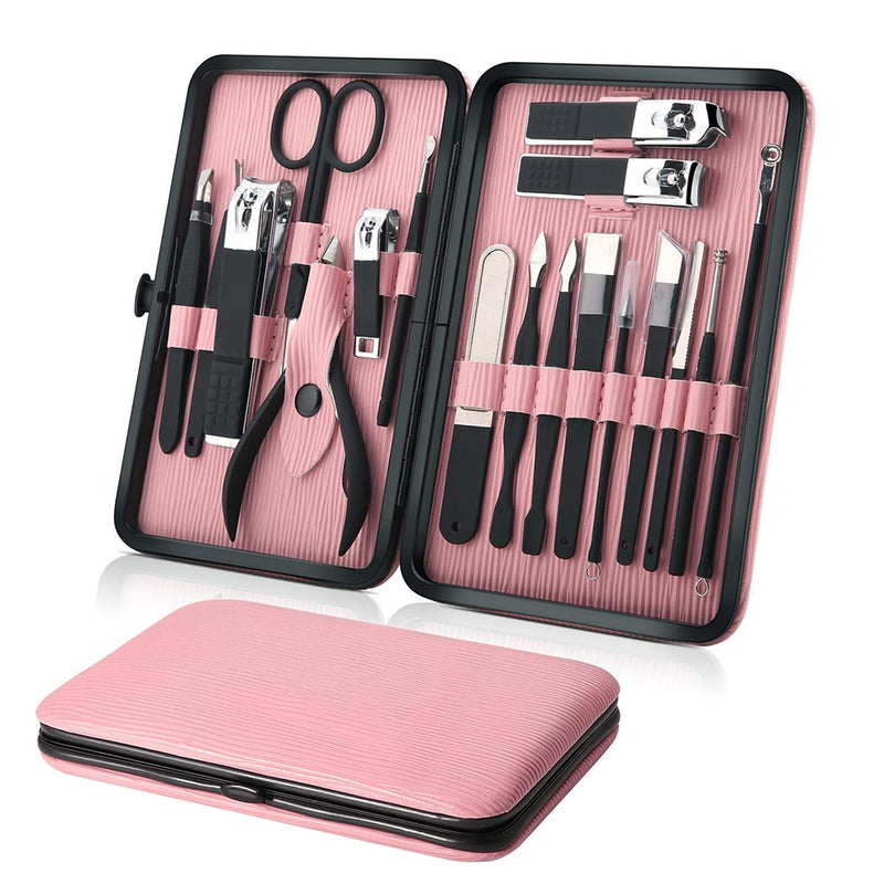 High Quality Stainless Steel Manicure Pedicure Kit Nail Clipper Set Foot Care Set Nail Cutter 18 In 1 Kit With Portable Case