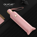 Flacher 3-facher ultraleichter Sonnenschutz, schwarze Beschichtung, UV-regnerischer und sonniger Regenschirm, automatischer tragbarer Regenschirm, weiblich