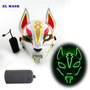 Máscara de zorro japonés con decoración de Anime Expro, máscara de Cosplay con luz Led de neón, máscara Led para fiesta de Halloween, baile, DJ, día de pago, accesorios para disfraces
