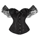 Frauen Halloween Steampunk Korsett Sexy Mieder Langarm Rot Mieder Lace Up Bustier Party Club Hochzeit Tops Plus Größe S-6XL