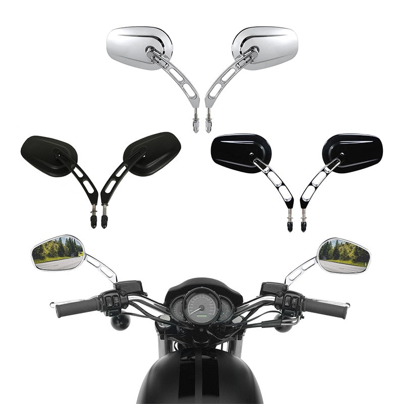 Espejos retrovisores laterales universales para motocicleta de 8MM para Harley Road King Touring XL883 Sportster 1200 Fatboy Dyna Chopper Softail