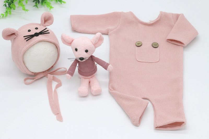 Baby Newborn Photography Props Mouse Doll Baby Boy Girl Romper Bodysuits Outfit  Photography Baby Studio Shooting Props Clothing