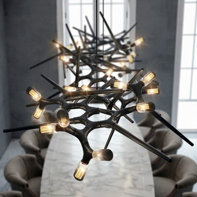 Postmodern Novelty LED Chandelier Lighting Luxury Dining Living Room Black Long Hanging Lamp Restaurant Villa Lobby Art Fixtures