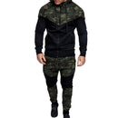 Men Causal Camouflage Patchwork Sets Camo Zipper Jacket+Pants 2PC Tracksuit Sportwear Hoodies Sweatshirt Pant Suit Plus Size