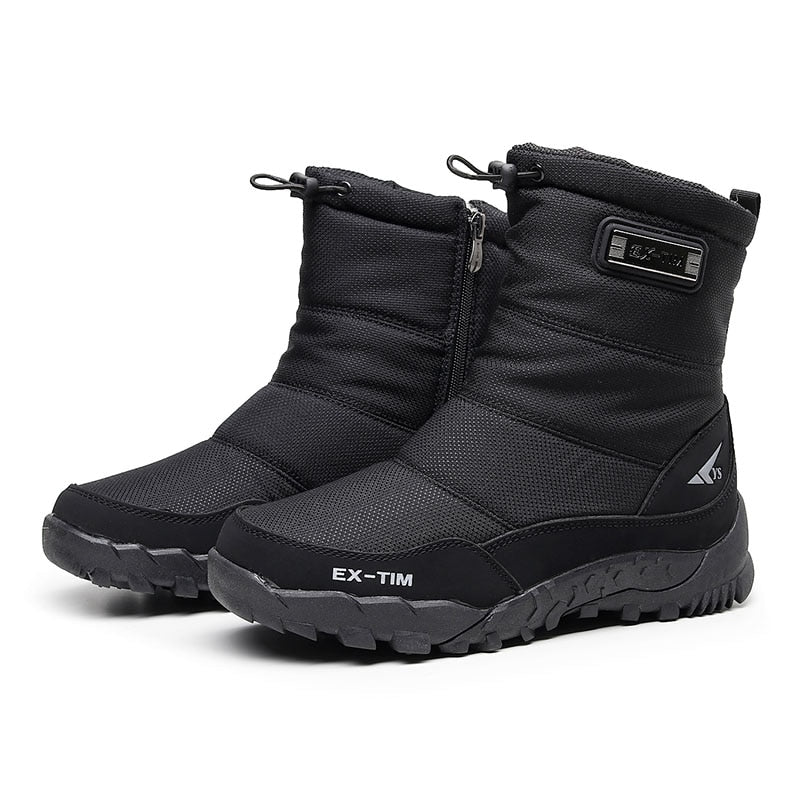 Schneestiefel Herren Wanderschuhe wasserdichte Winterstiefel Mit Fell Winterschuhe Rutschfeste Outdoor Herren Stiefel Plattform dicker Plüsch warm