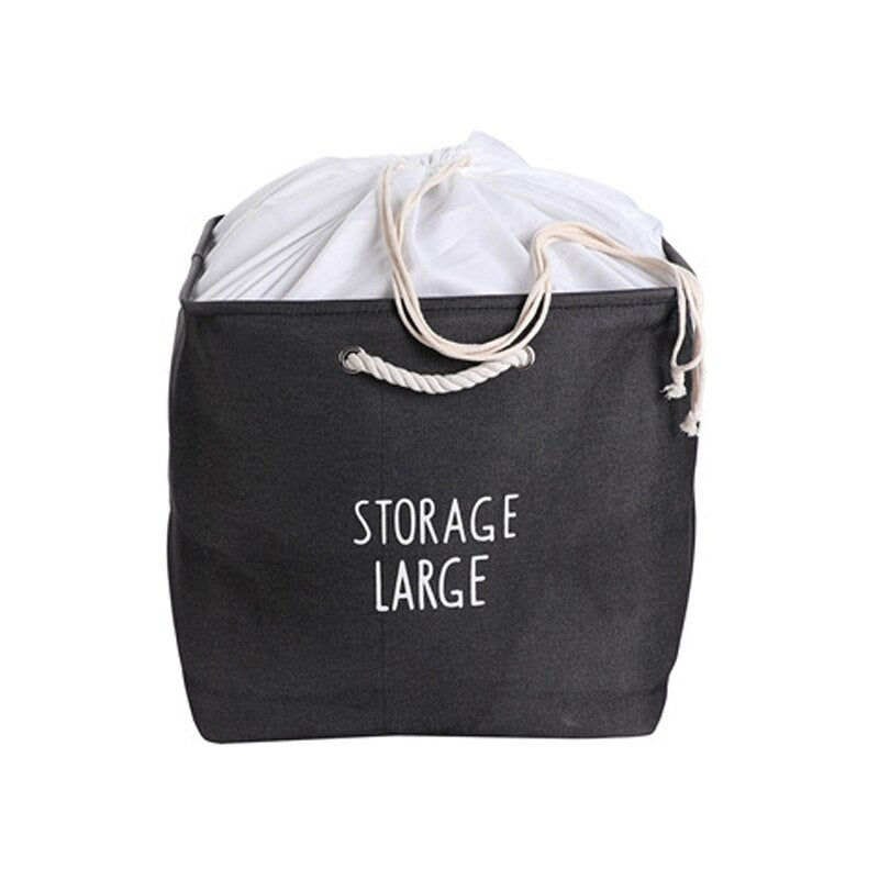 Large Fabric Storage Basket Square Laundry Basket Storage Bag With Drawstring Sundries Book Clothes Toy Storage Bucket Organizer