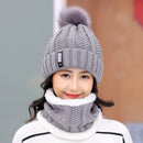 Frauen Wollstrickmütze Skimütze Sets für Frauen Winddicht Winter Outdoor Stricken Warm Dick Siamesischer Schal Kragen Warme Mütze Mädchen Geschenk