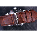 Forsining Mondphase Shanghai Uhrwerk Roségold Braunes Lederband Herrenuhr Top-Marke Luxus Automatische Selbstaufzugsuhr