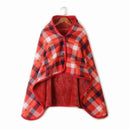 Wearable Plaid Fleece Blanket With Button Polyester Winter Warm Throws on Sofa Bed Travel Thicken Bedroom Grey Throw Blanket