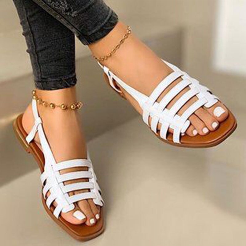 2022 Frauen Sandalen Frau Gladiator Open Toe Lässige Strandschuhe Weibliche Aushöhlen Wohnungen Frauen Outdoor Sommer Schuhe Plus Größe