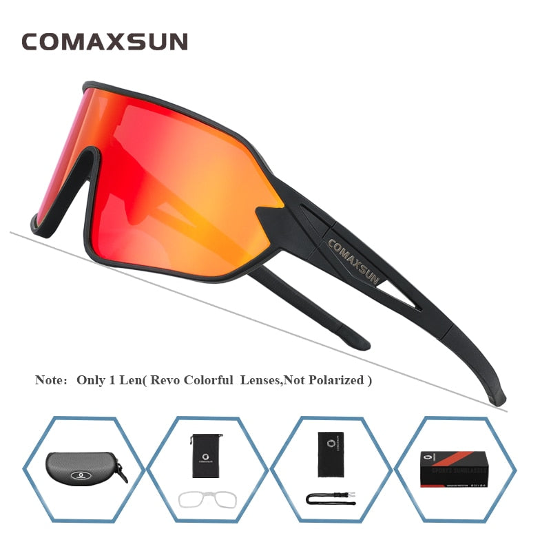 COMAXSUN Polarisierte Fahrradbrille 5 Linsen MTB Rennrad Sport Spiegel Sonnenbrille Reitbrille Anti-UV400 Fahrradbrille