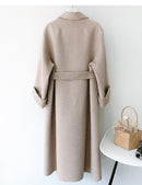 Autumn Winter French Loose Casual Temperament Elegant Lapel Ladies Fashion Long Sleeves Double-sided Cashmere Blend Coat