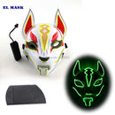 Máscara de zorro japonés con decoración de Anime Expro, máscara de Cosplay con luz Led de neón, máscara Led para fiesta de Halloween, baile, DJ, día de pago, accesorios para disfraces