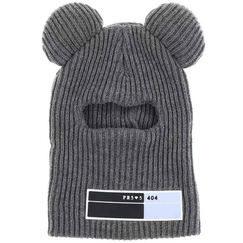Black Cycling Winter Hats Unisex Funny Mask Hat Handmade Artificial Wool Knit Bonnet Halloween Party Mouse Ski Mask Beanie Caps