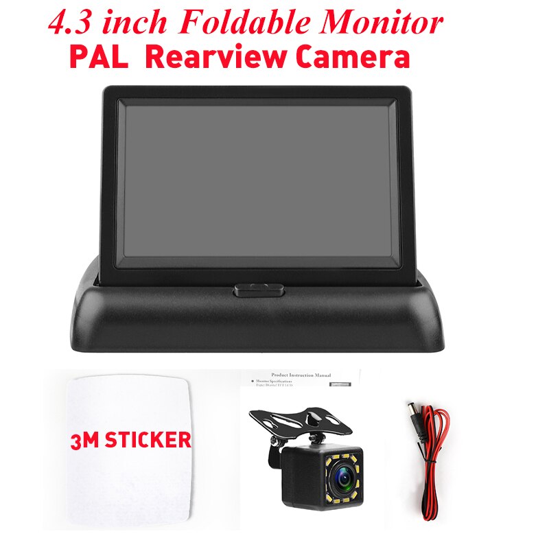 4.3&#39;&#39; HD Foldable Car Rear View Monitor Reversing LCD TFT Display Night Vision Backup Rearview Camera PAIL/NTSC for Vehicle