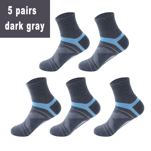 10PCS=5Pair High Quality Cotton New Autumn Men's Socks Running Winter Casual Breathable Active Socks Stripe Sport Socks EUR38-48