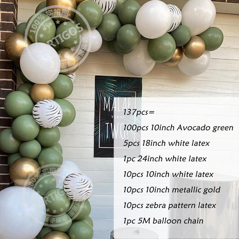 1set Retro Green Balloon Garland Arch Kit Avocado Green Balloon Wedding Birthday Party Decorations Baby Shower Kids Decoration