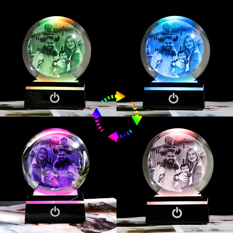 Bola de foto de cristal personalizada, imagen personalizada, esfera, globo, accesorios de decoración del hogar, foto de bebé, regalo de Navidad para novia