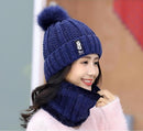 Frauen Wollstrickmütze Skimütze Sets für Frauen Winddicht Winter Outdoor Stricken Warm Dick Siamesischer Schal Kragen Warme Mütze Mädchen Geschenk