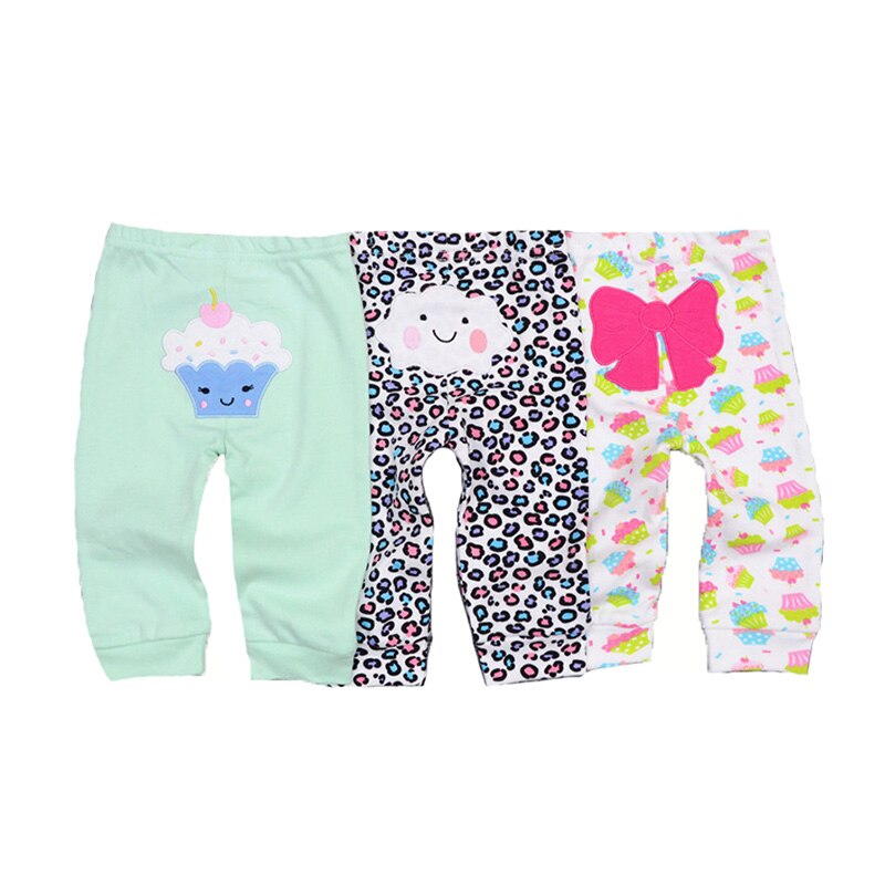 3/6 Pieces Baby Trousers Cotton Autumn Cartoon Animal Print Leggings Boys Girls Long Baby Pants