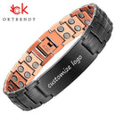 Pulsera magnética de cobre, pulseras personalizadas con nombre de identificación para hombres y mujeres, pulsera ajustable, brazalete, regalo de joyería de Metal