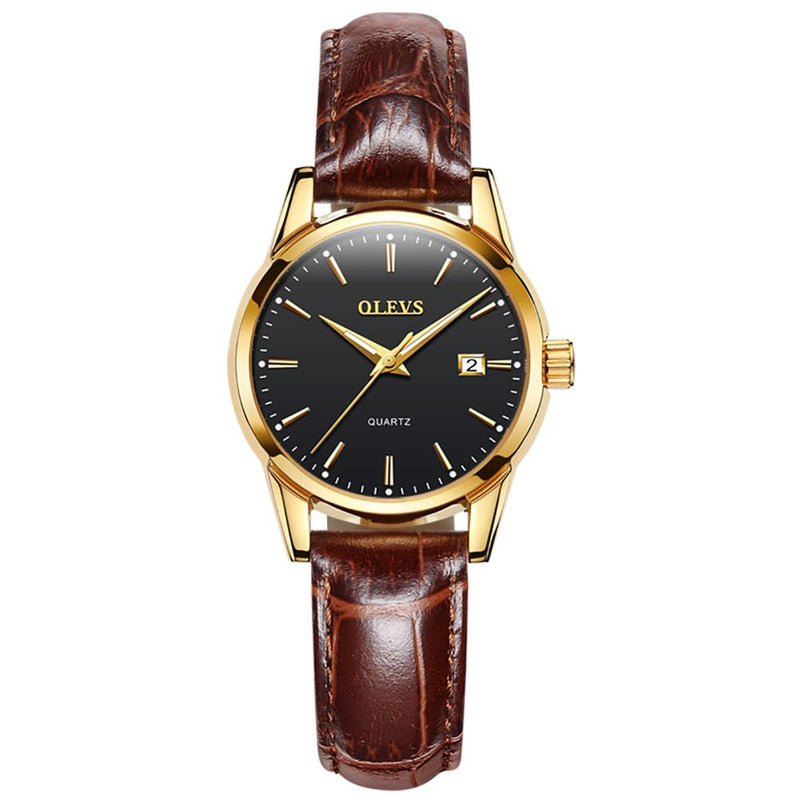 OLEVS Top Brand Quartz Ladies Watches Waterproof Leather Strap Fashion Women Watch Date Clock