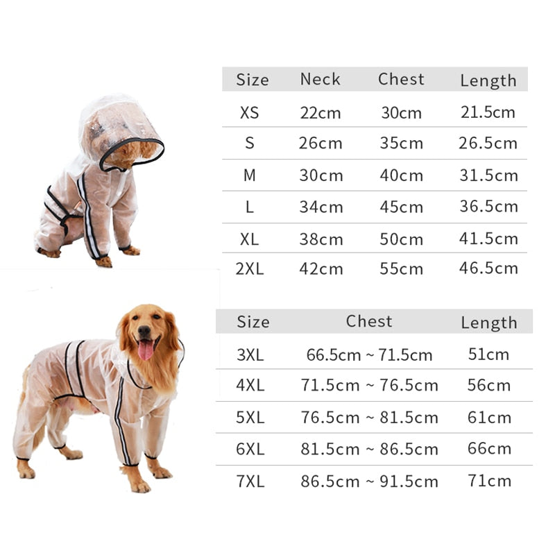 Hoopet Large Dog Raincoat Dog Clothes Transparent Raincoat Light Waterproof Coat Small Dog Raincoat