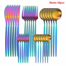 Western Cutlery Set 30 Piece Tableware Set Stainless Steel Dinnerware Black Spoon Fork Knife Dinner Set Complete Home Flatware