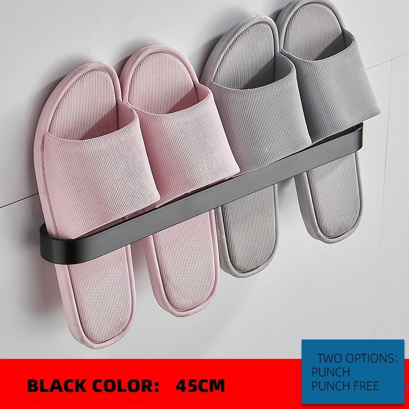 Slipper Rack  Towel Hanger Wall-Mounted Shoes Storage Rack Punch Free Slippers Holder