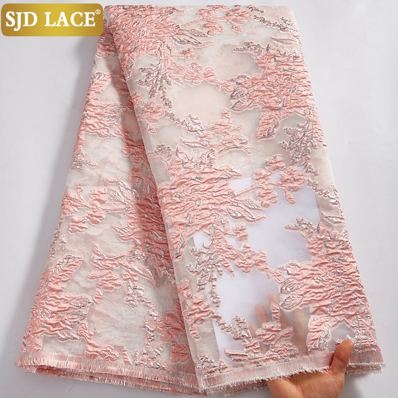 SJD LACE Newest French Lace Fabric Heavy Embroidery African Mesh Lace Fabric New Design Organza Laces For Wedding Party SewA2078