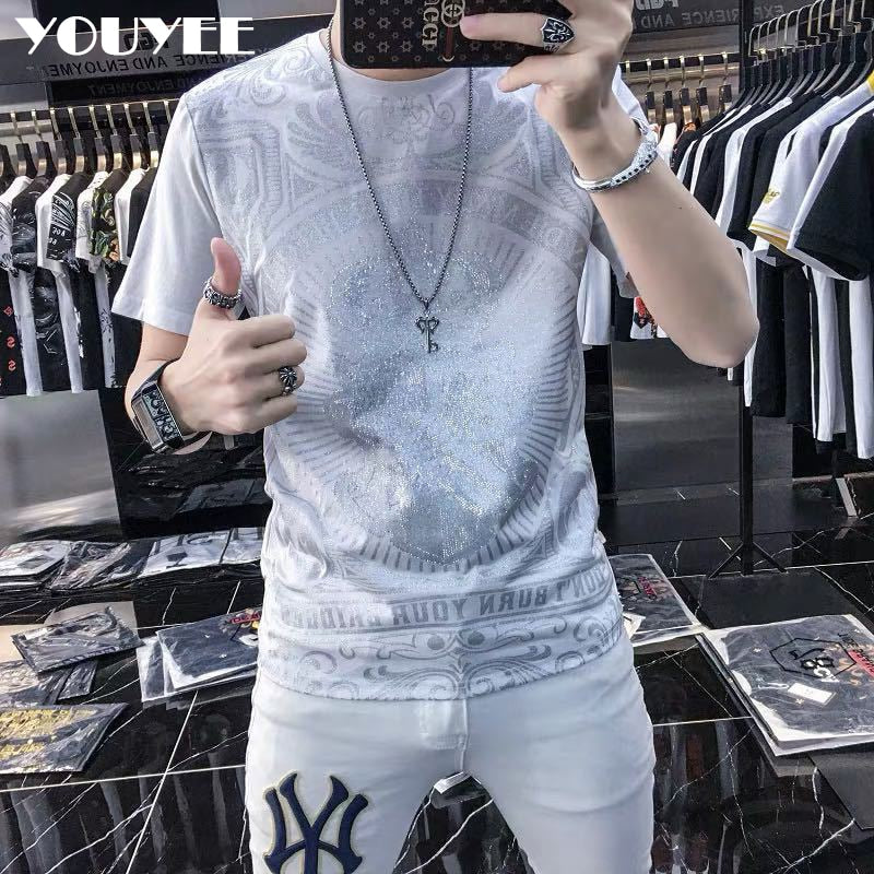 Camiseta de manga corta con cuello redondo para hombre YOUYEE 2021 verano moda joven Hip-Hop ropa informal de moda de alta calidad camisetas para hombre ropa superior