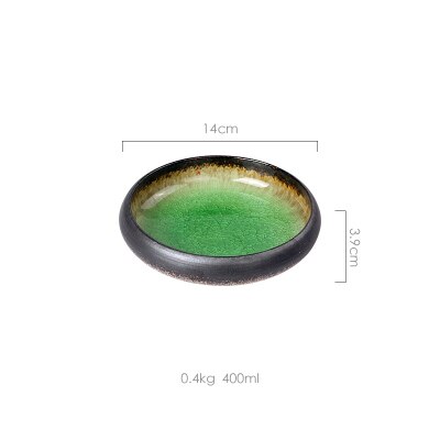 1Pcs KINGLANG Creative Kiln Ice Split Glaze Ceramic Plate Japanese Sushi Sashimi Plate Dish Salad Plate