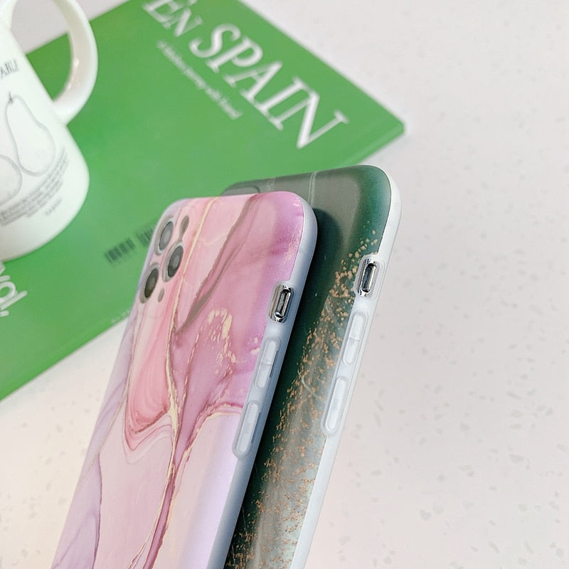 Funda de teléfono de mármol de lujo para iPhone 11 12 13 Pro Max XS X XR 7 8 Plus mini a prueba de golpes SE 2020 funda de silicona suave mate