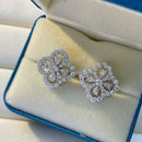 OEVAS 100% 925 Sterling Sparkling Full High Carbon Diamond Hollow Out Four Leaf Clover Stud Earrings For Women Fine Jewelry Gift