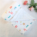 2 layers Dotty Cartoon Animals Coral Fleece Thermal Baby Blanket,Kids Rug for all Seasons , Newborn Traveling Stroller Blanket