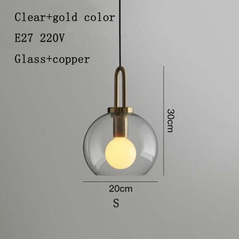 Nordic moderne einfache Glaskugel LED E27 Pendelleuchten Innenbeleuchtung Lampen Restaurant Schlafzimmer Treppendekoration Hängeleuchte
