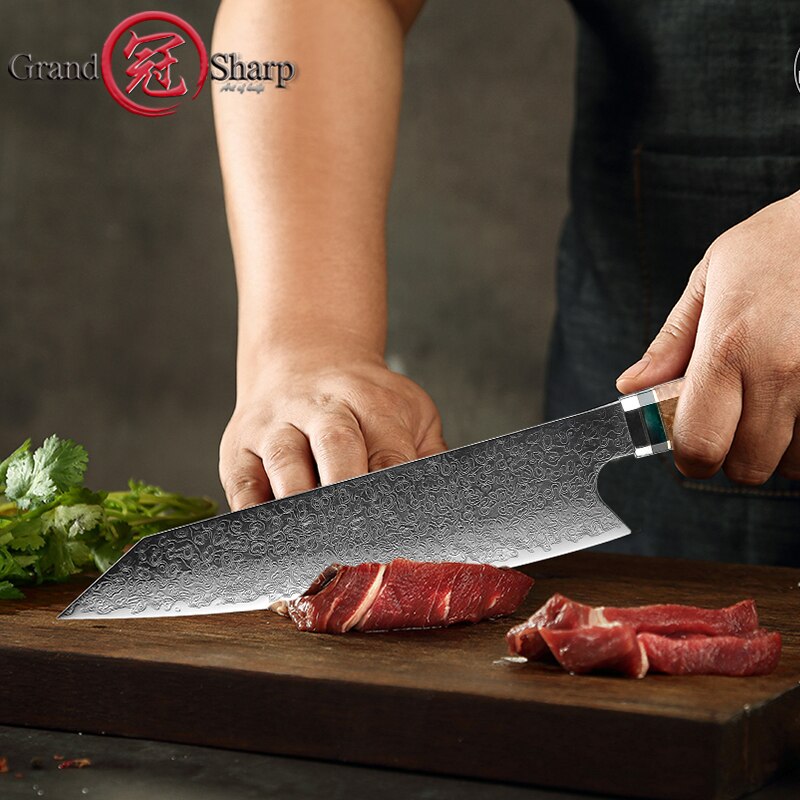 Grandsharp 8.2 Inch 67 Layers Japanese Damascus Knife Damascus Chef Knife VG-10 Steel Damascus Kitchen Knives Meat Chopping Gift