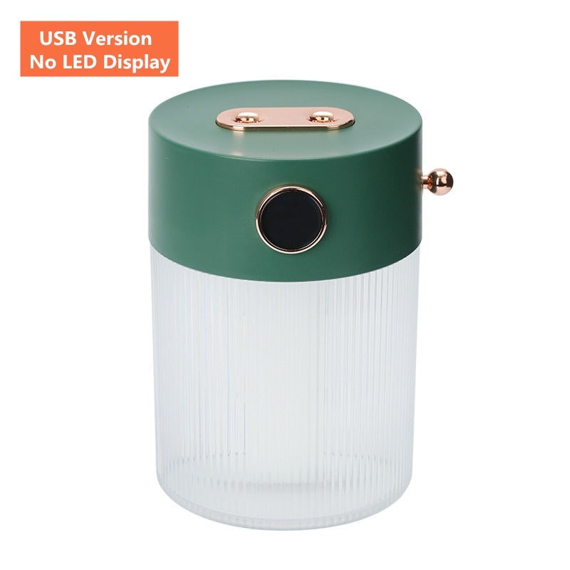 Large Capacity Portable Air Humidifier 4000mah Battery/USB Electric Car Mist Maker Humidifiers Diffusers with Lamp 2 Mist Outlet