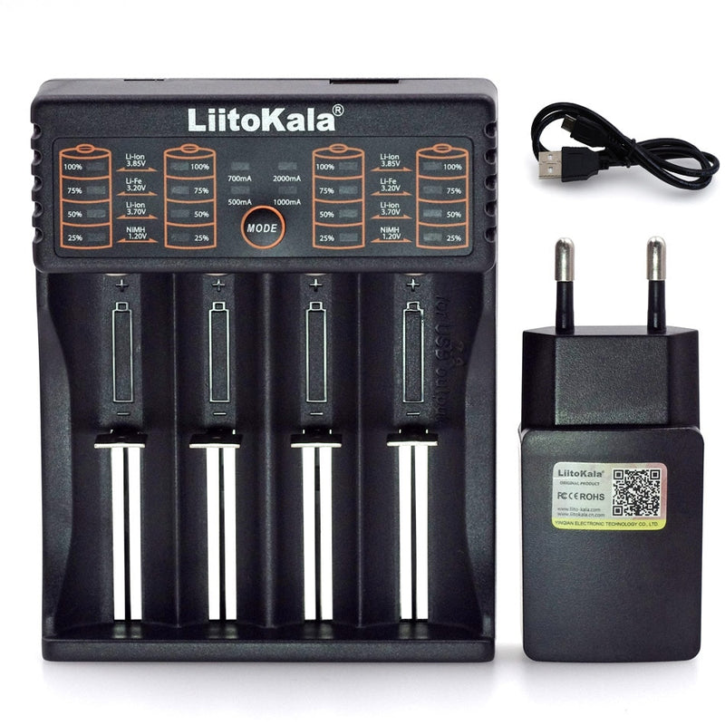 Liitokala Lii402 Lii202 Lii100 LiiS1 18650 cargador 1,2 V 3,7 V 3,2 V AA/AAA 26650 NiMH batería de iones de litio cargador inteligente 5V 2A enchufe de la UE