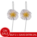 Lotus Fun Real 925 Sterling Silver 18K Gold Handmade Fine Jewelry Cute Blooming Poppies Flower Dangle Earrings for Women Brincos