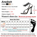 Aneikeh Summer Woman Shoes Sandals Basic Pu Fashion Cross-tied Spike Heels Lace-Up Party Pumps size 35- 42 Black White Apricot