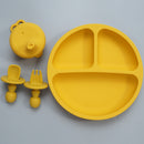 Baby Accessories Toddler Feeding Silicone Dinner Plate Waterproof Soft Infant Fork Spoon With Portable Kids Silicone Cup Cover