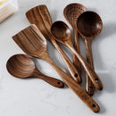 Vajilla de madera Natural de teca tailandesa, cuchara, cucharón, colador de arroz largo, espumadera para sopa, cucharas de cocina, juego de utensilios de cocina